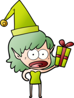 cartoon shocked christmas elf girl png