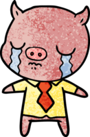 cartone animato maiale pianto indossare camicia e cravatta png