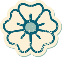 ikoniska bedrövad klistermärke tatuering stil bild av en blomma png