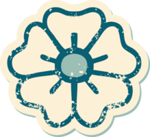 iconic distressed sticker tattoo style image of a flower png