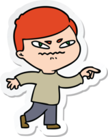 sticker of a cartoon angry man pointing png