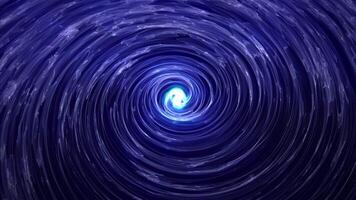 Abstract animation of a glowing blue vortex spinning around a bright center with smoothly moving glass reflections and glow effect , motion graphics , video 4k , 60 fps