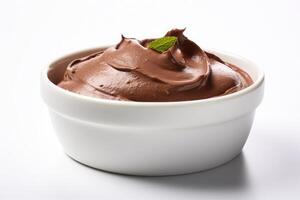 AI generated delicious chocolate pudding mockup photo