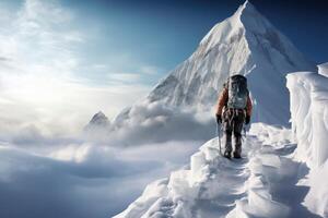 AI generated Climbers are at the top of the iceberg photo