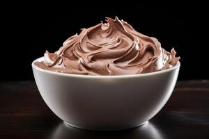 AI generated delicious chocolate pudding mockup photo