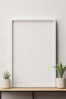 AI generated mockup women holding blank frame photo