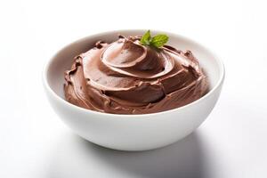 AI generated delicious chocolate pudding mockup photo