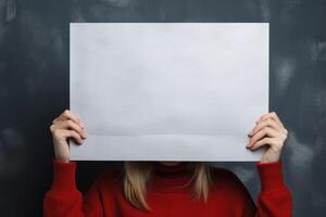 AI generated mockup women holding blank frame photo