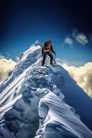 AI generated Climbers are at the top of the iceberg photo