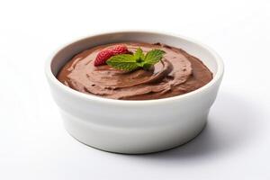 AI generated delicious chocolate pudding mockup photo