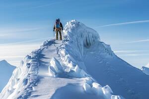 AI generated Climbers are at the top of the iceberg photo