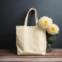 AI generated realistic tote bag mockup on isolated background photo