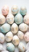 AI generated gold and pastel colorful easter egg, ai photo