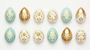 AI generated gold and pastel colorful easter egg, ai photo