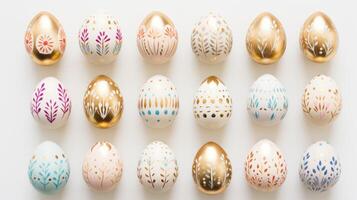 AI generated gold and pastel colorful easter egg, ai photo