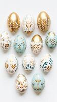 AI generated gold and pastel colorful easter egg, ai photo