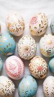 AI generated gold and pastel colorful easter egg, ai photo