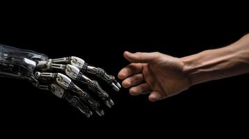 AI generated artificial intelligence and human hands doing handshake, ai photo