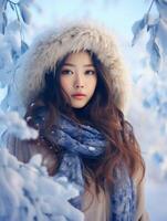 AI generated Woman in Fur Hat and Scarf photo