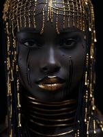 AI generated Woman Adorned With Gold Jewelry photo