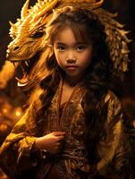 AI generated Little Girl in Dragon Costume photo