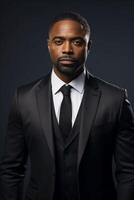 AI generated Professional Businessman in Suit and Tie Posing photo