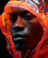 AI generated Man Wearing Plastic Wrap Around His Head photo