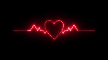 Heartbeat line neon light heart rate display screen medical research 4K Resolution video