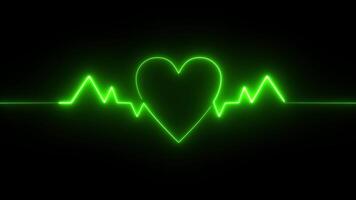 Heartbeat line neon light heart rate display screen medical research 4K Resolution video