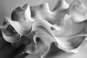 AI generated This is a close-up photo of a glossy object with flowing, organic shapes and smooth, fluid-like curves reminiscent of petals or liquid forms. abstract background fluid and flower forms