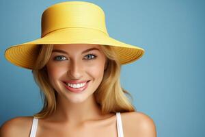 AI generated Smiling Woman in Yellow Hat photo