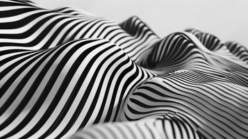 AI generated The image shows an abstract design of flowing, wavelike forms in black and white with a sense of movement and grace. geometric black and white forms flowing waves in background photo