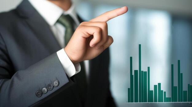 AI generated Investor trader broker analyzing financial crypto stock trade market on smartphone risk digital price data in mobile app buying bank shares, doing investment strategy analysis photo