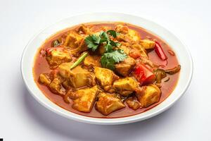 AI generated Japanese curry served on a plate isolated on a white background photo