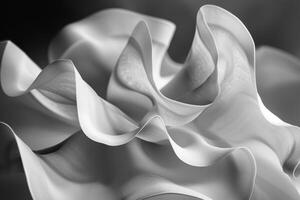 AI generated This is a close-up photo of a glossy object with flowing, organic shapes and smooth, fluid-like curves reminiscent of petals or liquid forms. abstract background fluid and flower forms