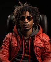 AI generated Man With Dreadlocks Sitting in Chair photo