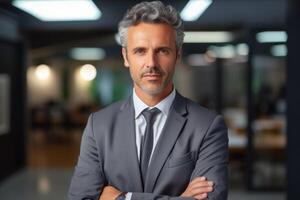 AI generated Professional Businessman Standing With Arms Crossed photo