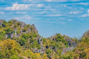 Aerial panorama of Thailand's National Park, there is a well-known tourist destination with views of the forest and limestone mountain. photo