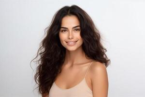 AI generated Woman in Tan Tank Top Posing for Picture photo