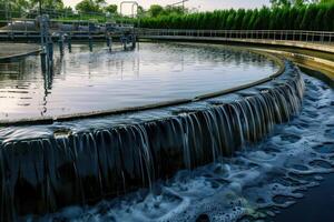 AI generated water treatment plant, Treatment facilities. Recycling. Waste processing water treatment plant photo