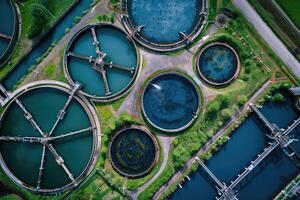 ai generado agua tratamiento planta, tratamiento instalaciones. reciclaje. residuos Procesando agua tratamiento planta foto