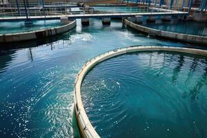 AI generated water treatment plant, Treatment facilities. Recycling. Waste processing water treatment plant photo