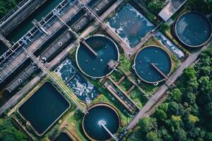 ai generado agua tratamiento planta, tratamiento instalaciones. reciclaje. residuos Procesando agua tratamiento planta foto