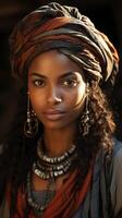 AI generated Woman in Turban With Large Earrings photo