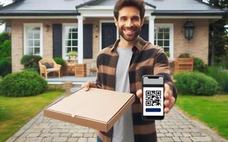 AI generated Pay with QR code Scan to pay with the wallet app photo