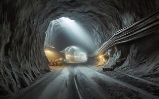 ai generado minería túnel oleoductos en grande minas foto