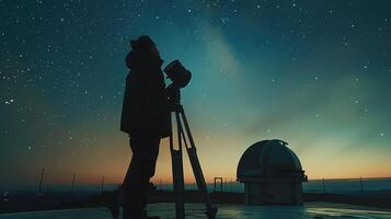 AI generated Pushing the limits of night sky photography, Advanced imaging technology corrects atmospheric distortion, enhancing celestial clarity. photo
