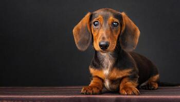 AI generated Studio shot of a cute brown dachshund dog photo