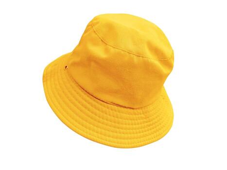 amarillo Cubeta sombrero aislado en amarillo antecedentes. foto