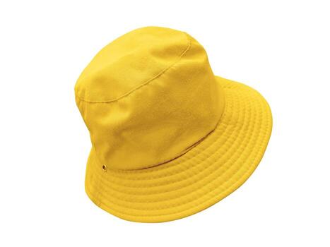 amarillo Cubeta sombrero aislado en amarillo antecedentes. foto